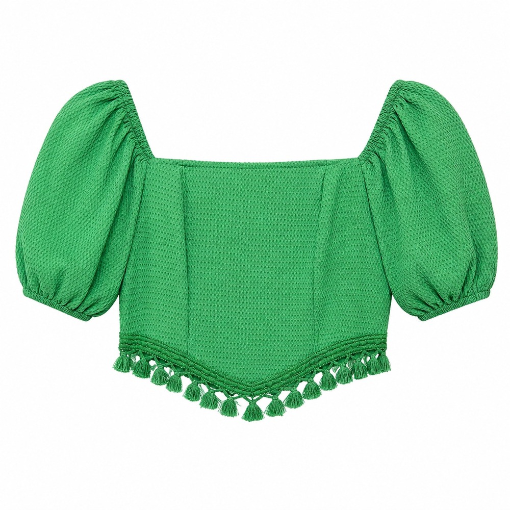 Cottagecore Milkmaid Green Crop Top Womens Small Festival Fairycore Ren Fair‎